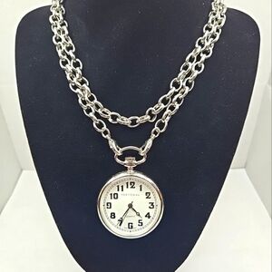 TOKYObay Pocket Watch Silver Tone New Battery Jeans Pants Suit Chain Necklace